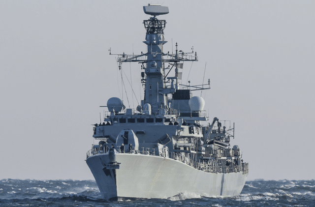 U.S. military ship out in the ocean